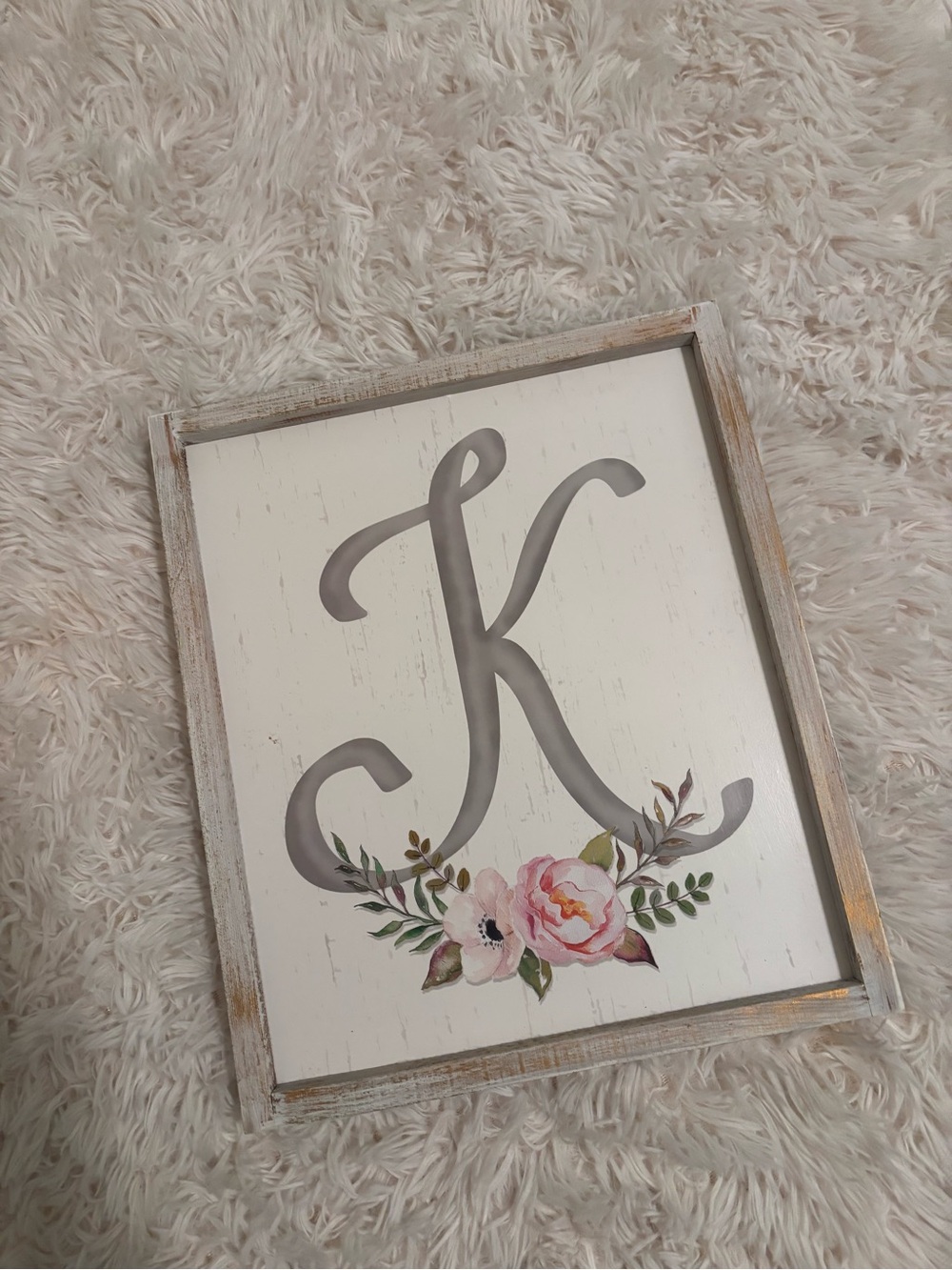 Hobby Lobby White & Gray Floral Monogram K Wall Decor